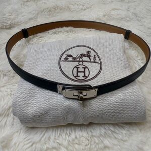 Hermes Black and Tan Leather Belt